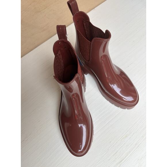 Tommy Hilfiger Women's Dipit Chelsea Rain Boots Dark Red Lug Sole Size 5 - Picture 5 of 12